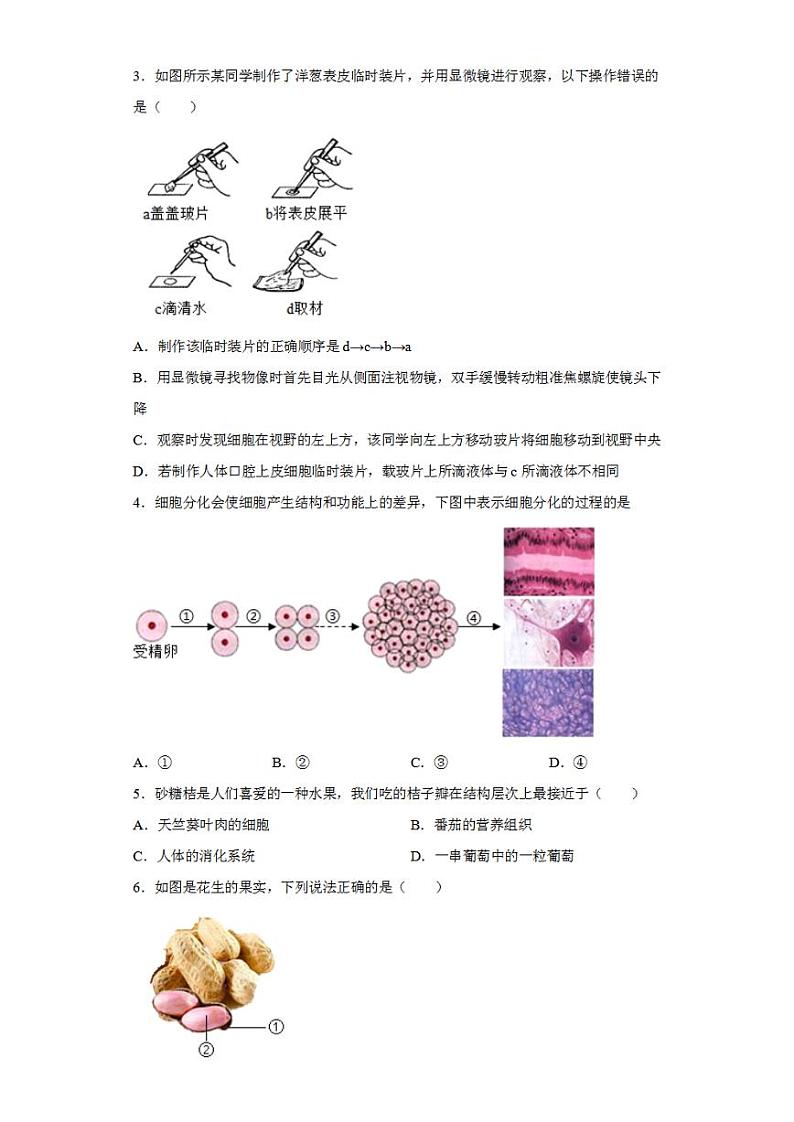 2023年中考押题预测卷01（盐城卷）-生物（考试版）A402