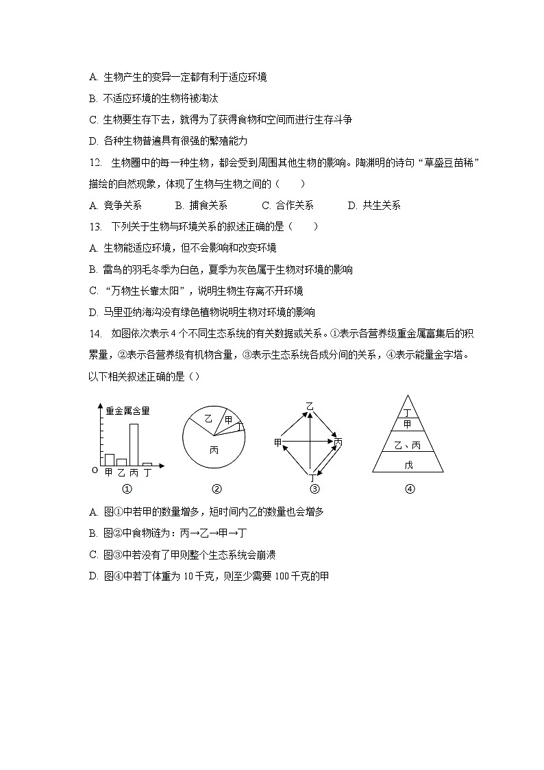 2022-2023学年山东省德州市禹城市龙泽实验学校九年级（下）第一次月考生物试卷（含解析）第3页