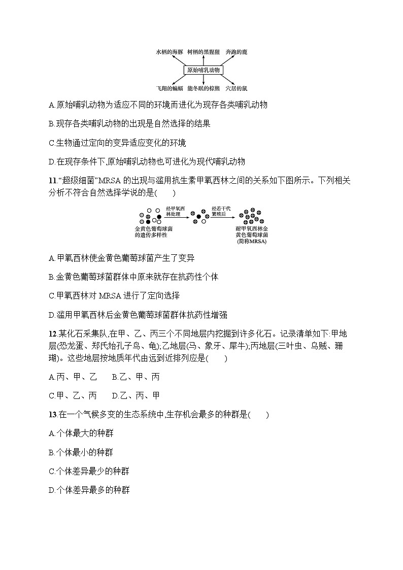 人教版(精编)初中生物八年级下册第七单元第三章综合训练含答案第3页