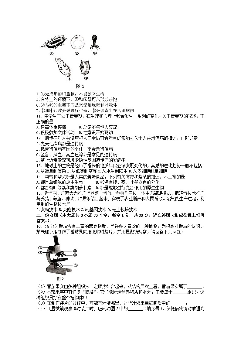 2023年广西贵港市港南区三模生物试题02