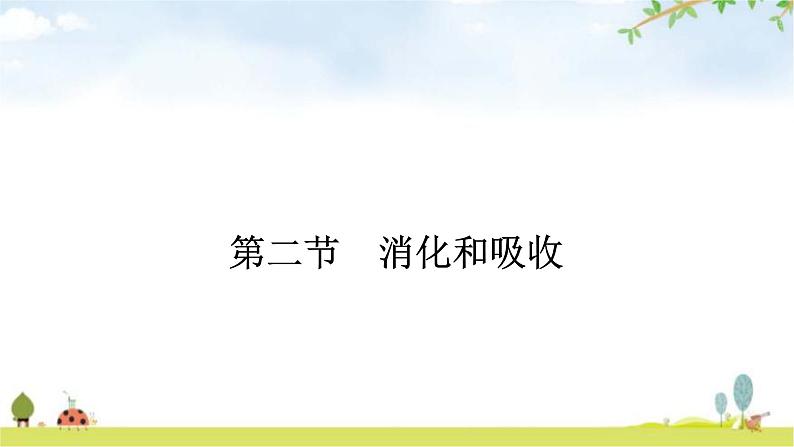 人教版（福建）初中生物七年级下册第二章人体的营养第二节消化和吸收练习课件01