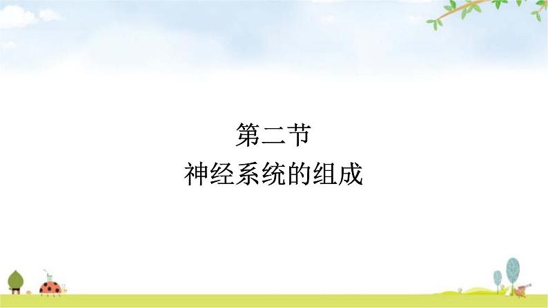 人教版（福建）初中生物七年级下册第六章人体生命活动的调节第二节神经系统的组成练习课件第1页