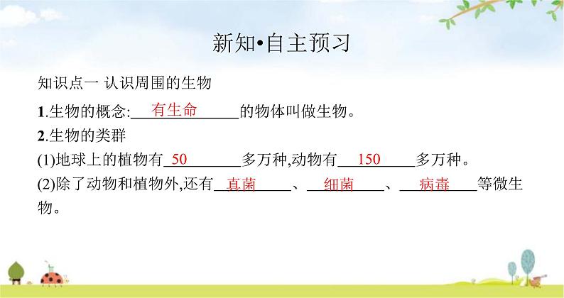 苏教版初中生物七年级上册第1单元第一章第一节我们周围的生物练习课件03