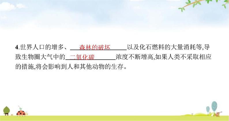 苏教版初中生物七年级上册第3单元第七章第二节绿色植物与生物圈的物质循环练习课件04