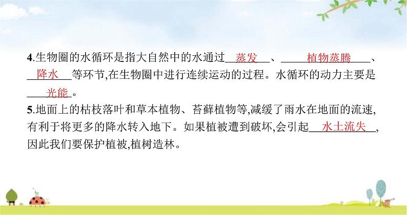 苏教版初中生物七年级上册第3单元第七章第二节绿色植物与生物圈的物质循环练习课件06