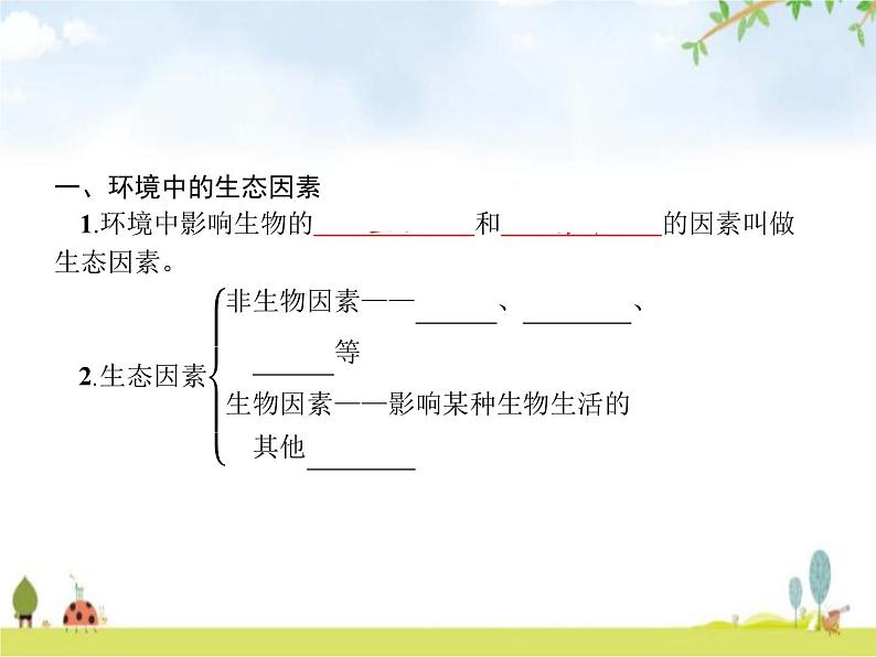 人教版初中生物七年级上册第1单元生物和生物圈第2章第1节生物与环境的关系练习课件02