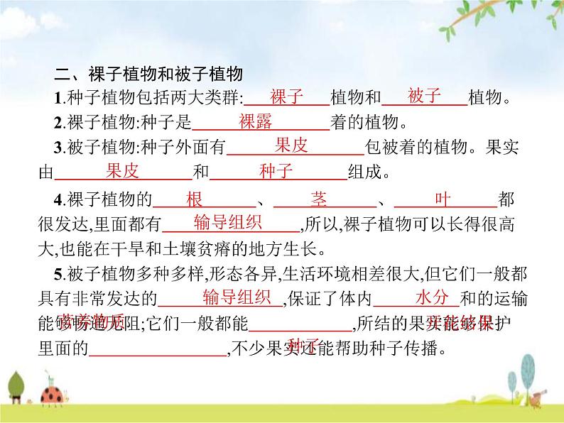 人教版初中生物七年级上册第3单元生物圈中的绿色植物第1章第2节种子植物练习课件03