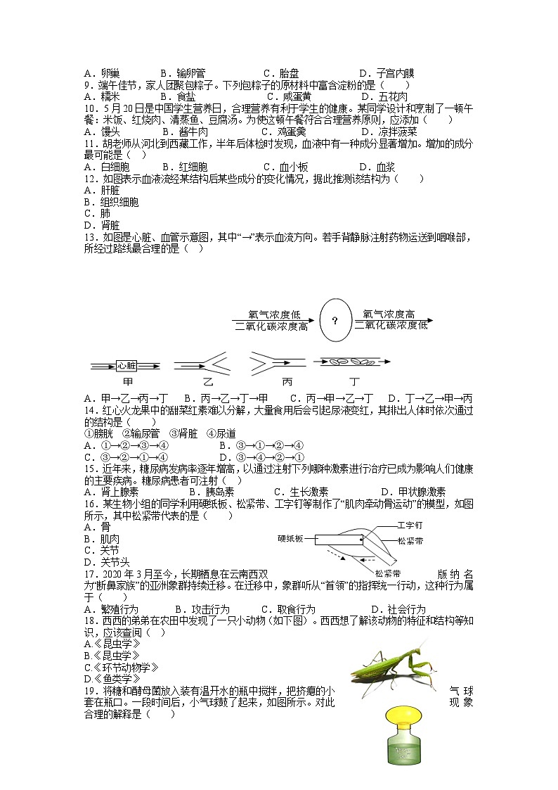 2023年中考生物押题预测卷01（湖南长沙卷）-生物02