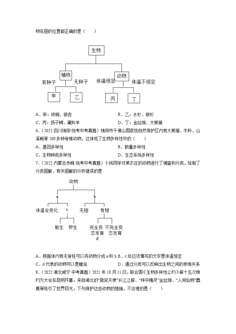 专题复习11 生物多样性及其保护（原卷版）第3页