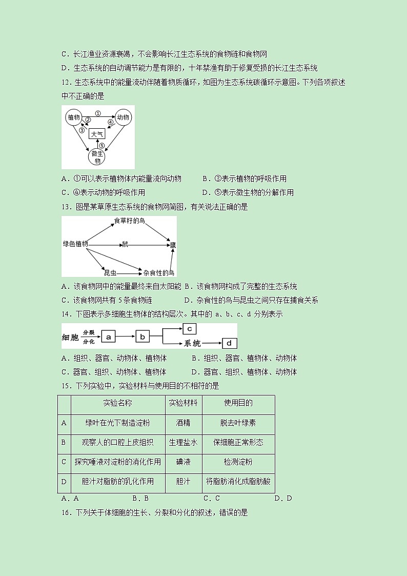 黄金卷07-【赢在中考·黄金8卷】备战2023年中考生物全真模拟卷（福建专用）（原卷版）第2页