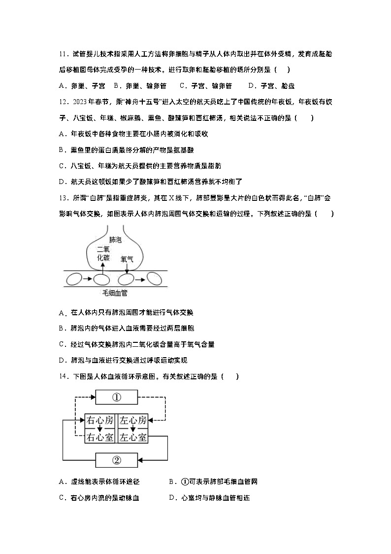 广东省茂名市高州市高州市第一中学附属实验中学2022-2023学年八年级下学期5月月考生物试题03