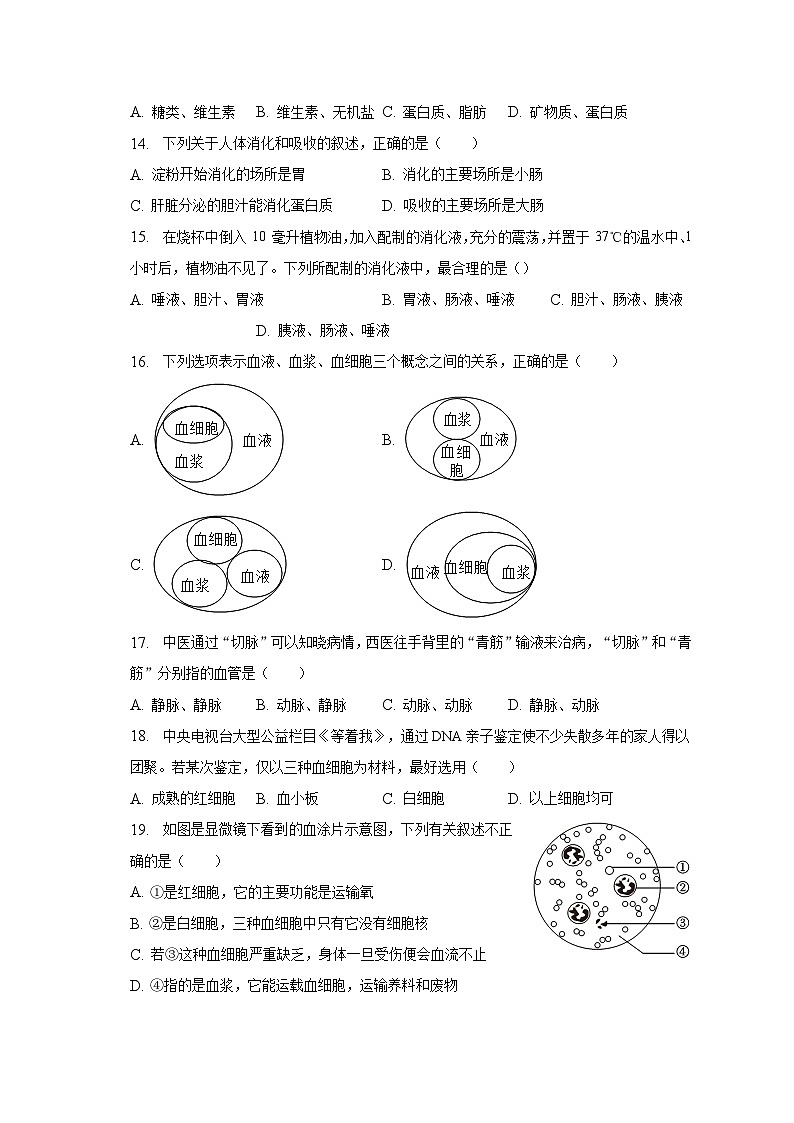 2022-2023学年湖南省邵阳市绥宁县七年级（下）期中生物试卷（含解析）03