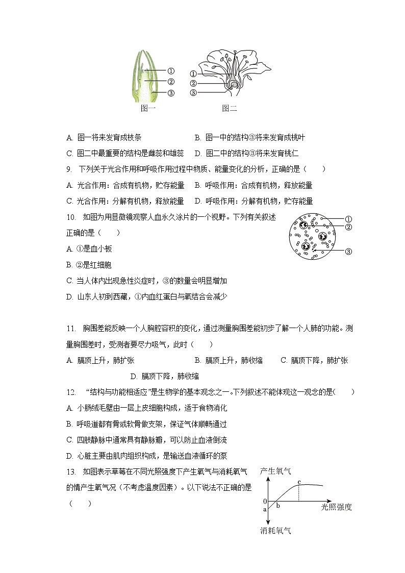 2023年山东省济南市莱芜区中考生物二模试卷（含解析）02