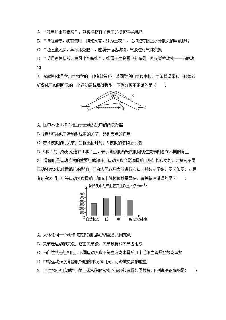 2022-2023学年山东省东营市东营区八年级（上）期末生物试卷（五四学制）（含解析）02