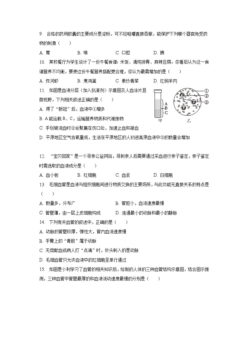2022-2023学年河南省南阳市宛城区七年级（下）期中生物试卷（含解析）第2页