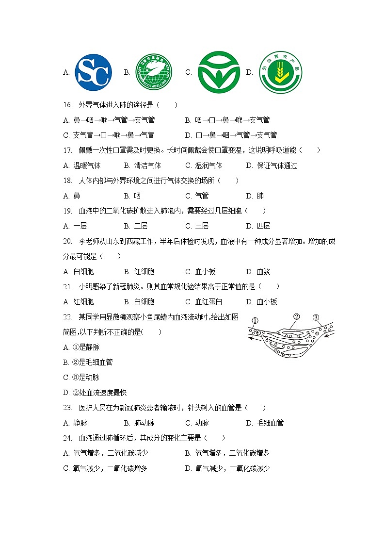 2022-2023学年湖南省邵阳市北塔区七年级（下）期中生物试卷（含解析）第3页
