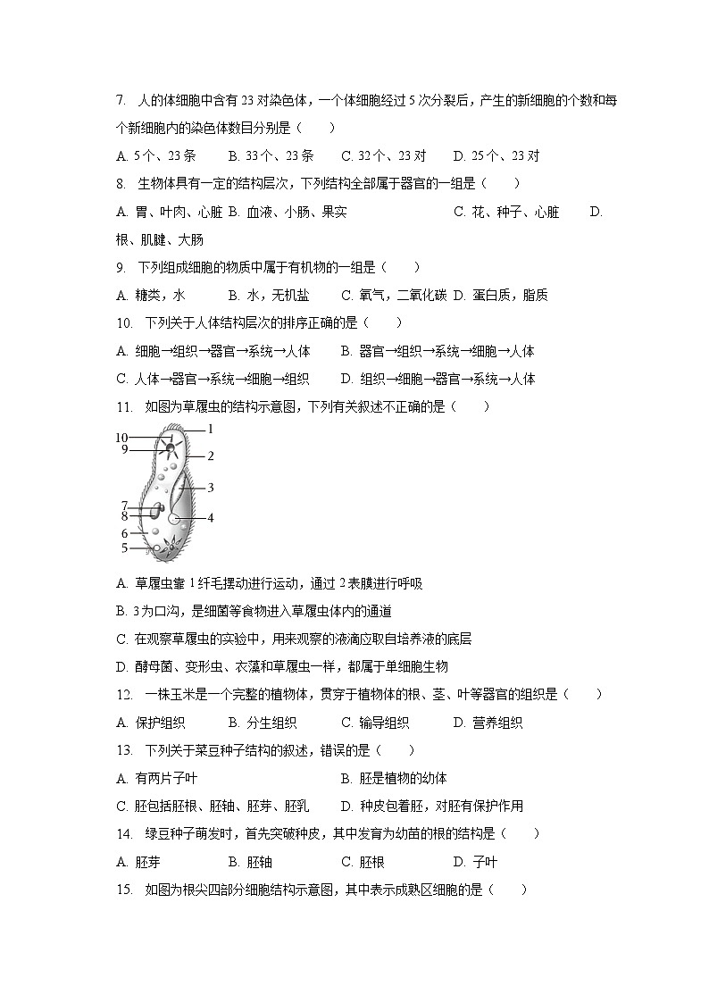 2023年黑龙江省龙东地区中考生物二模试卷（含解析）第2页