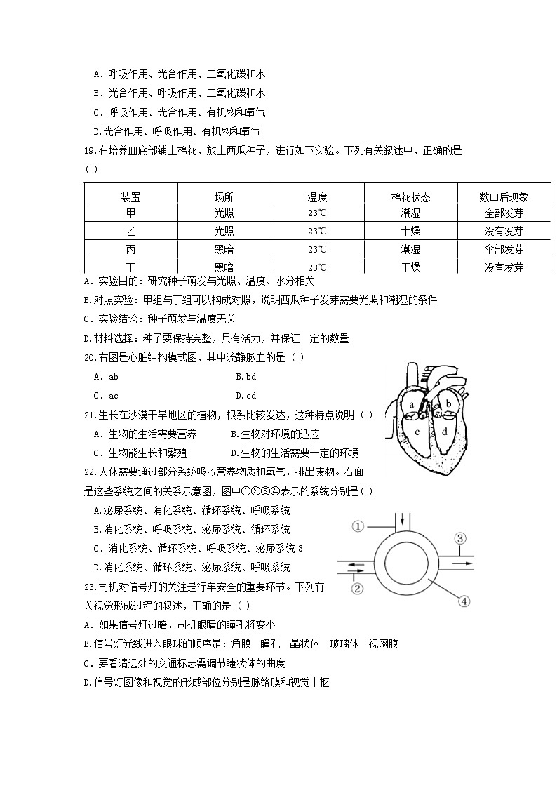 2023年江苏省宿迁市中心城区中考模拟生物试卷一第3页