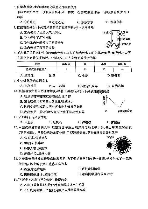山西省吕梁市中阳县多校联考2022-2023学年八年级下学期5月月考生物试题第2页
