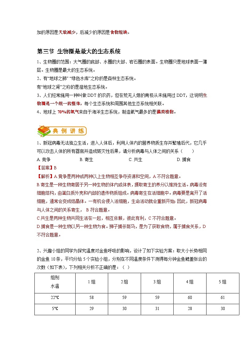 专题02 了解生物圈-2022年中考生物一轮复习抓重点考典型（人教版）03