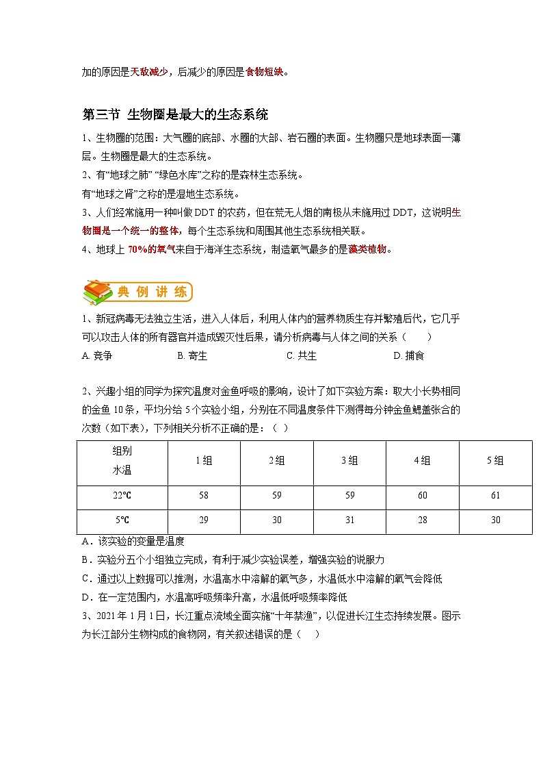 专题02 了解生物圈-2022年中考生物一轮复习抓重点考典型（人教版）03