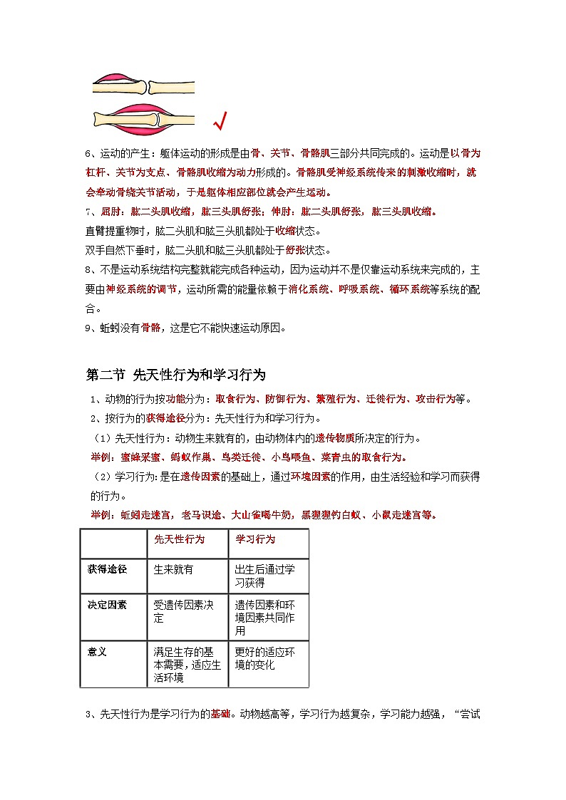 专题16 动物的运动和行为-2022年中考生物一轮复习抓重点考典型（人教版）（原卷版）第2页