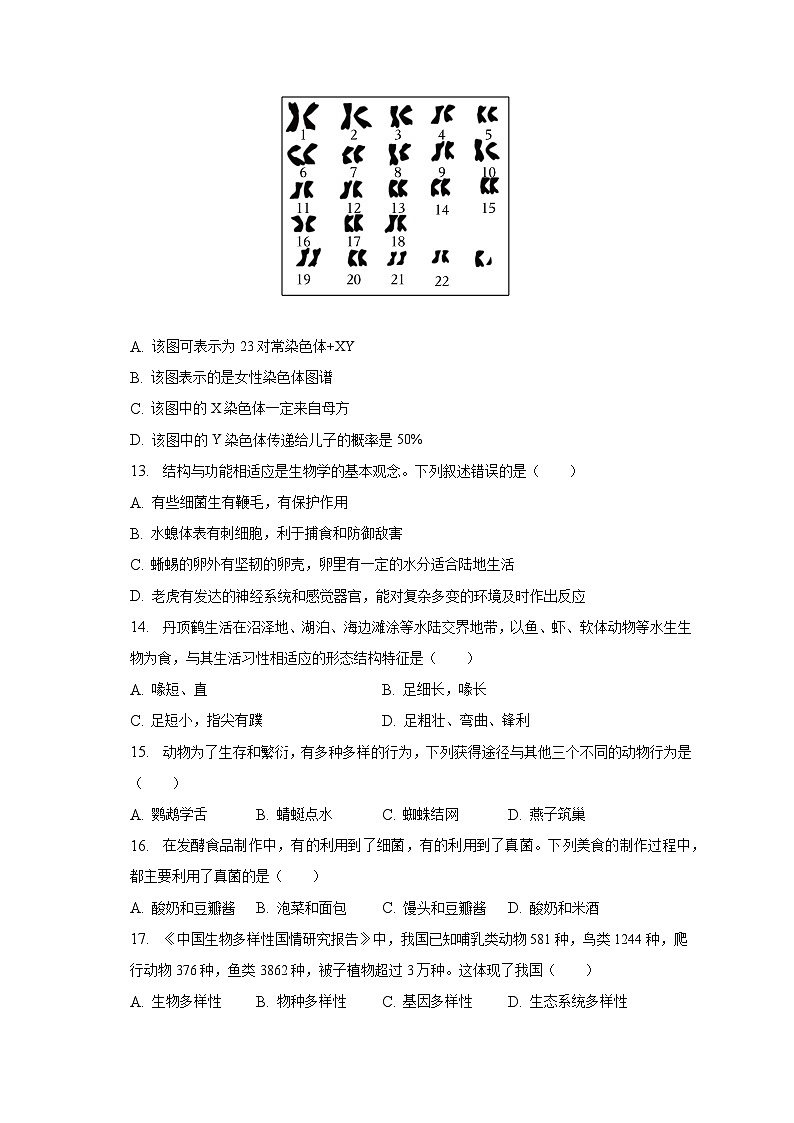 2023年河南省南阳市方城县中考生物一模试卷（含解析）第3页