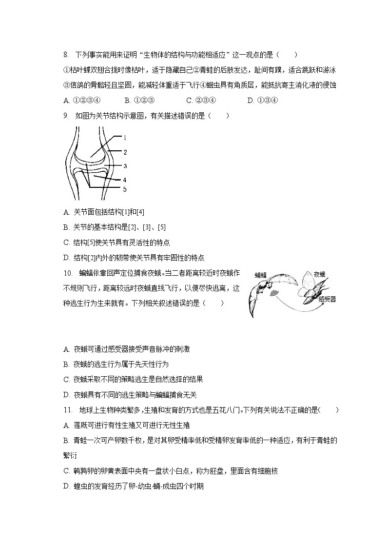 2022-2023学年山东省泰安市肥城市八年级（下）期中生物试卷（五四学制）（含解析）03