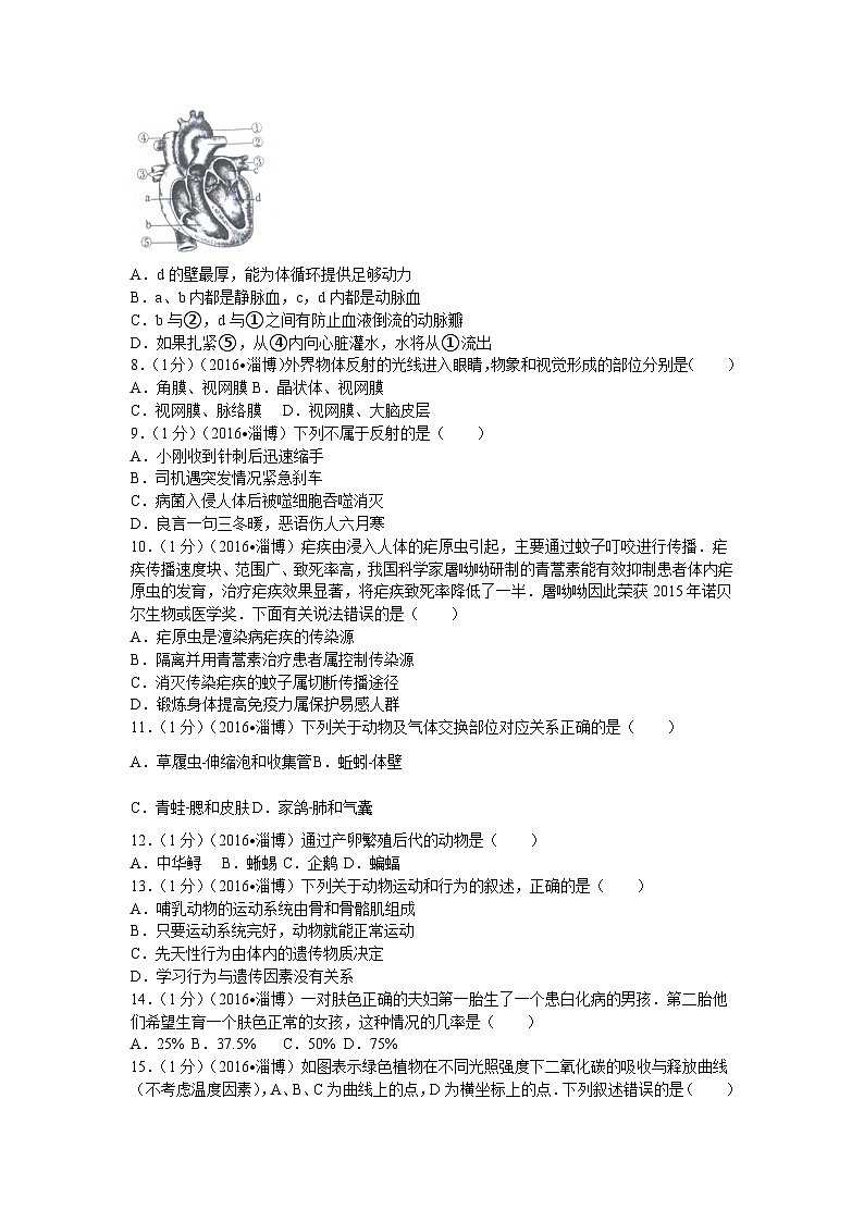 2016年淄博市中考生物试题及答案.第2页