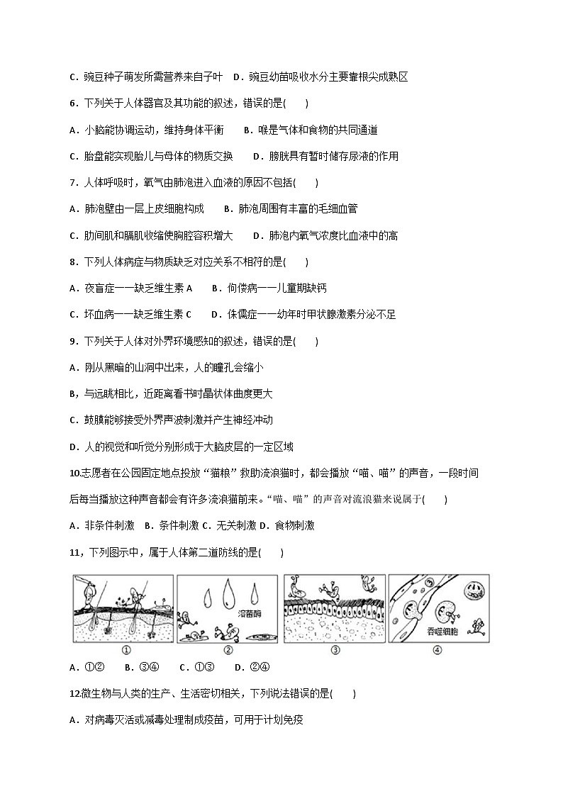 2019年山东省淄博市中考生物试题（word精编版，含答案）02