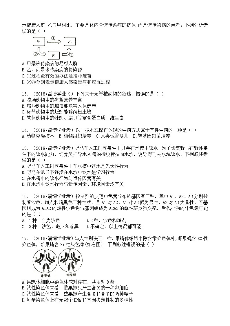 淄博2018生物中考试题解析版03