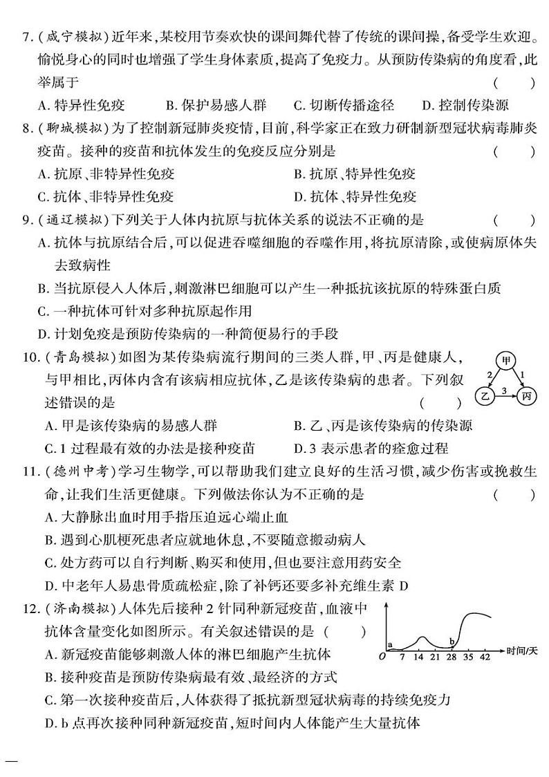 （2023秋）（初中）八年级全一册-苏教版生物（下册）-第十单元测试题02