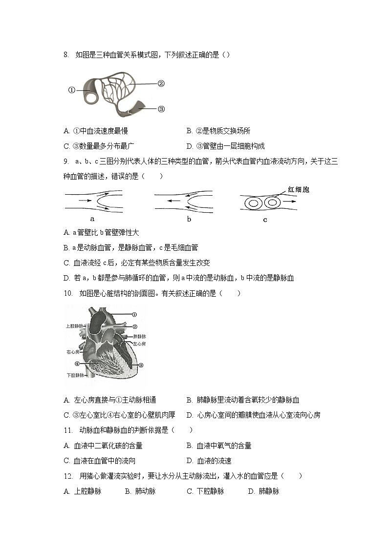 2022-2023学年福建省泉州市石狮市自然门学校七年级（下）期中生物试卷（含解析）03