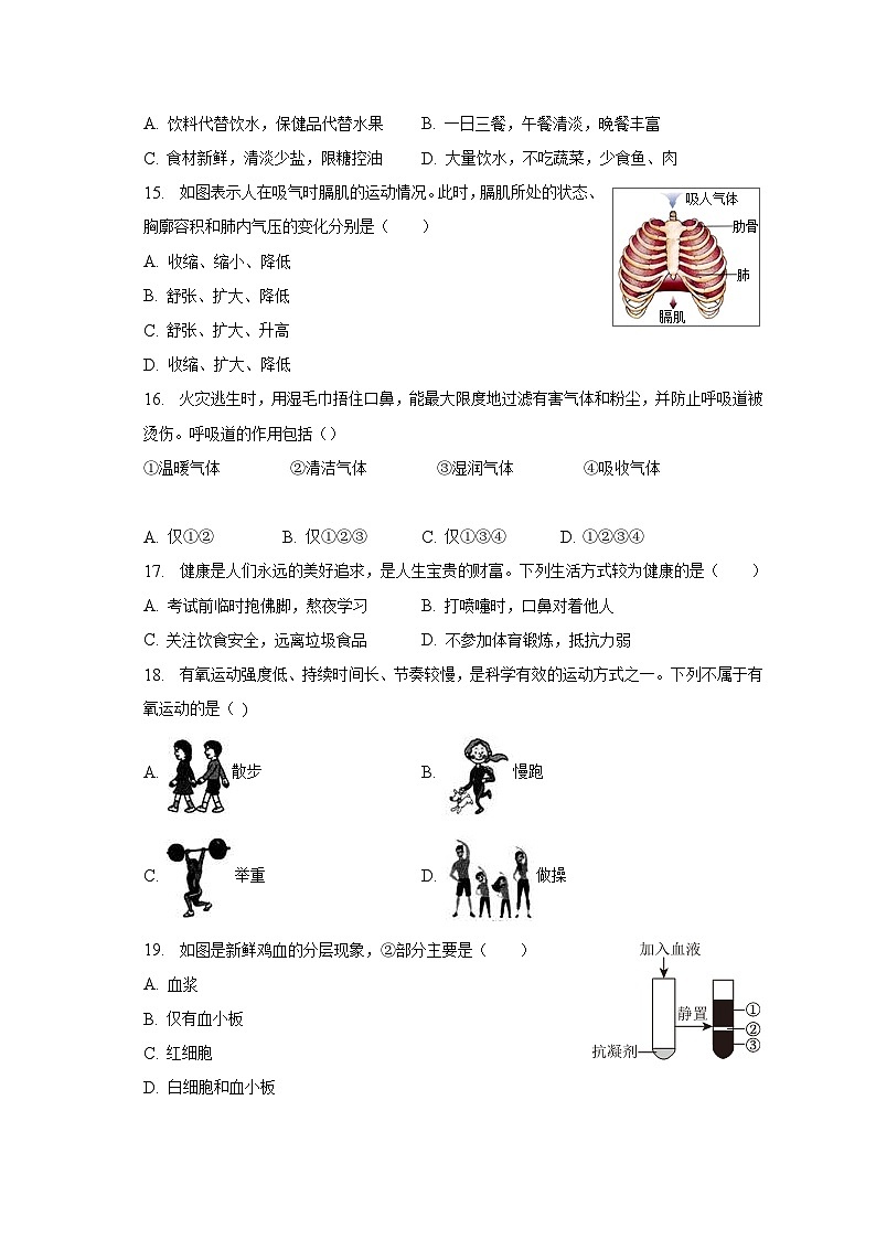 2022-2023学年陕西省咸阳市秦都区七年级（下）期中生物试卷（含解析）03