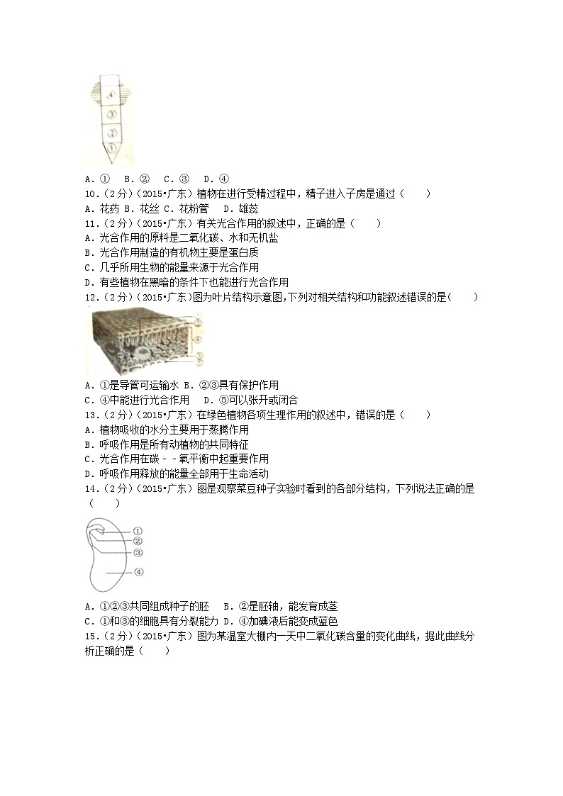 2015广东省中考生物真题及答案02