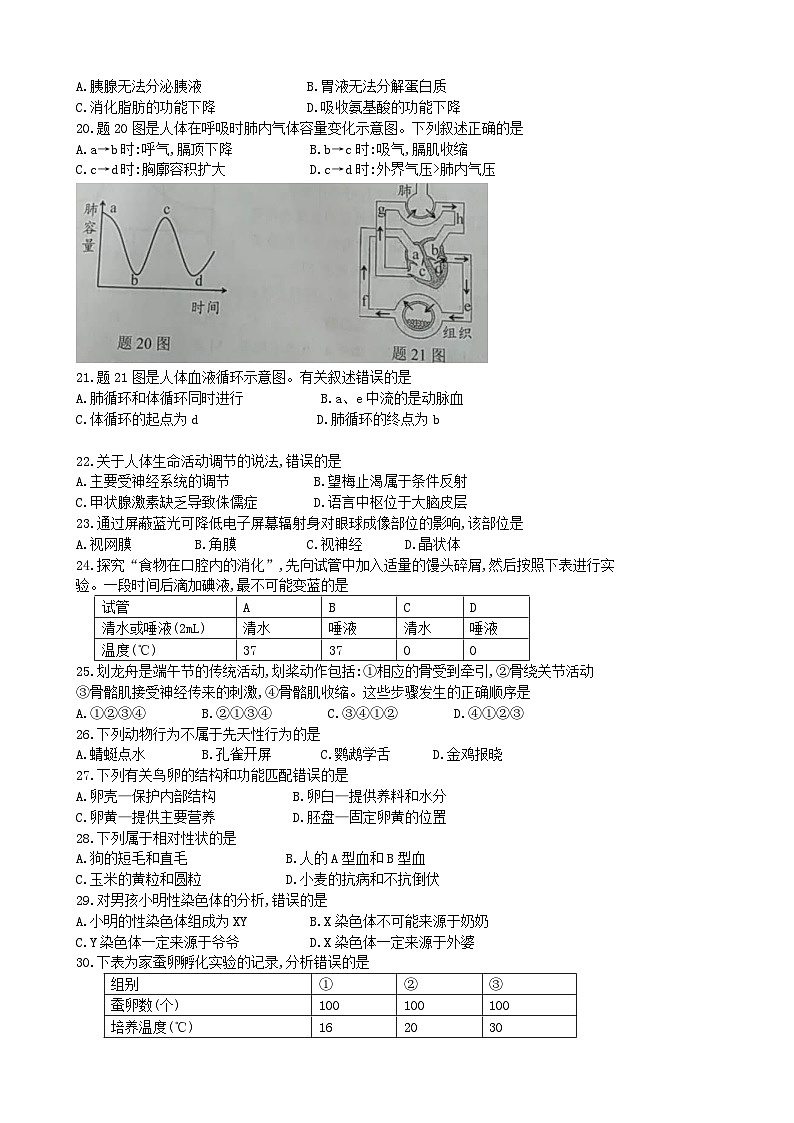 广东省2018中考生物真题试题（含答案）第3页