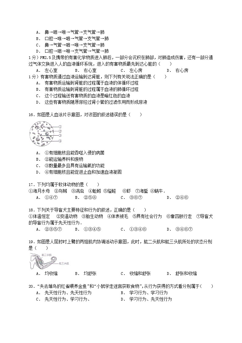广东省茂名市2015年中考生物真题试题（含解析）03