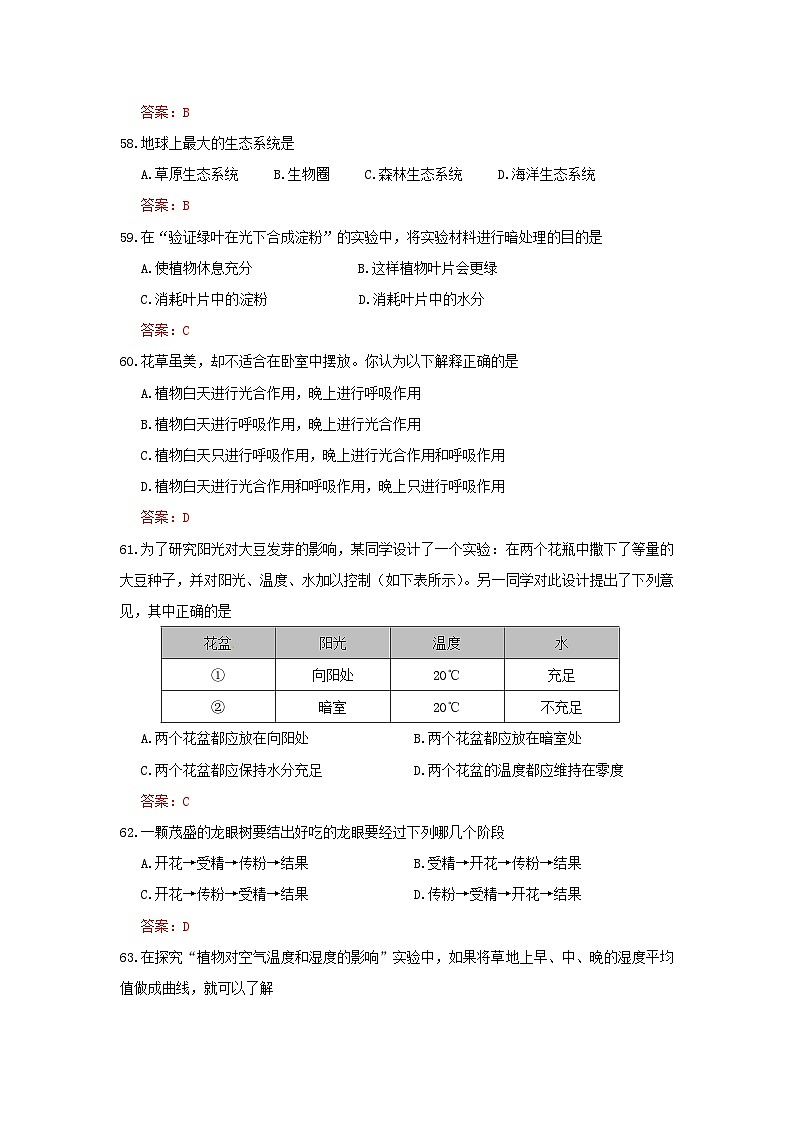 广东省珠海市2015年中考生物真题试题（含答案）02