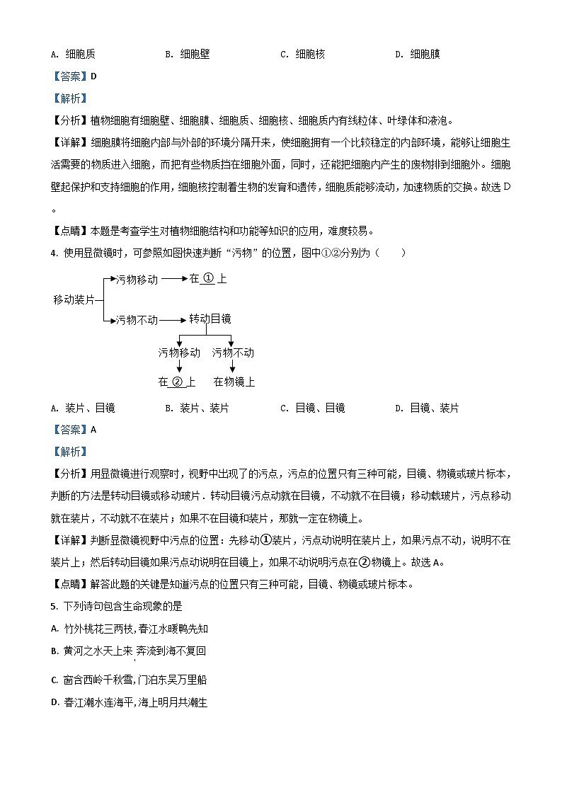 精品解析：【全国省级联考】广东省2018年初中学业考试生物试题（解析版）第2页