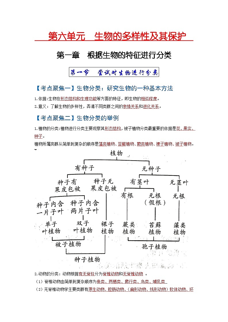 考点05  生物的多样性及其保护 中考生物知识手册速查（人教版）01