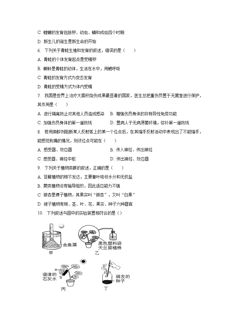 2022-2023学年山东省济宁市汶上县八年级（下）期中生物试卷（含解析）02