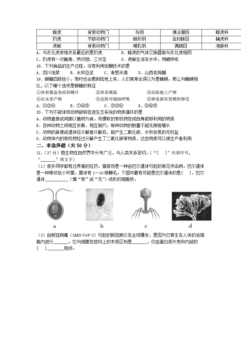 山西省吕梁市孝义市2022-2023学年八年级上学期期末生物试题03