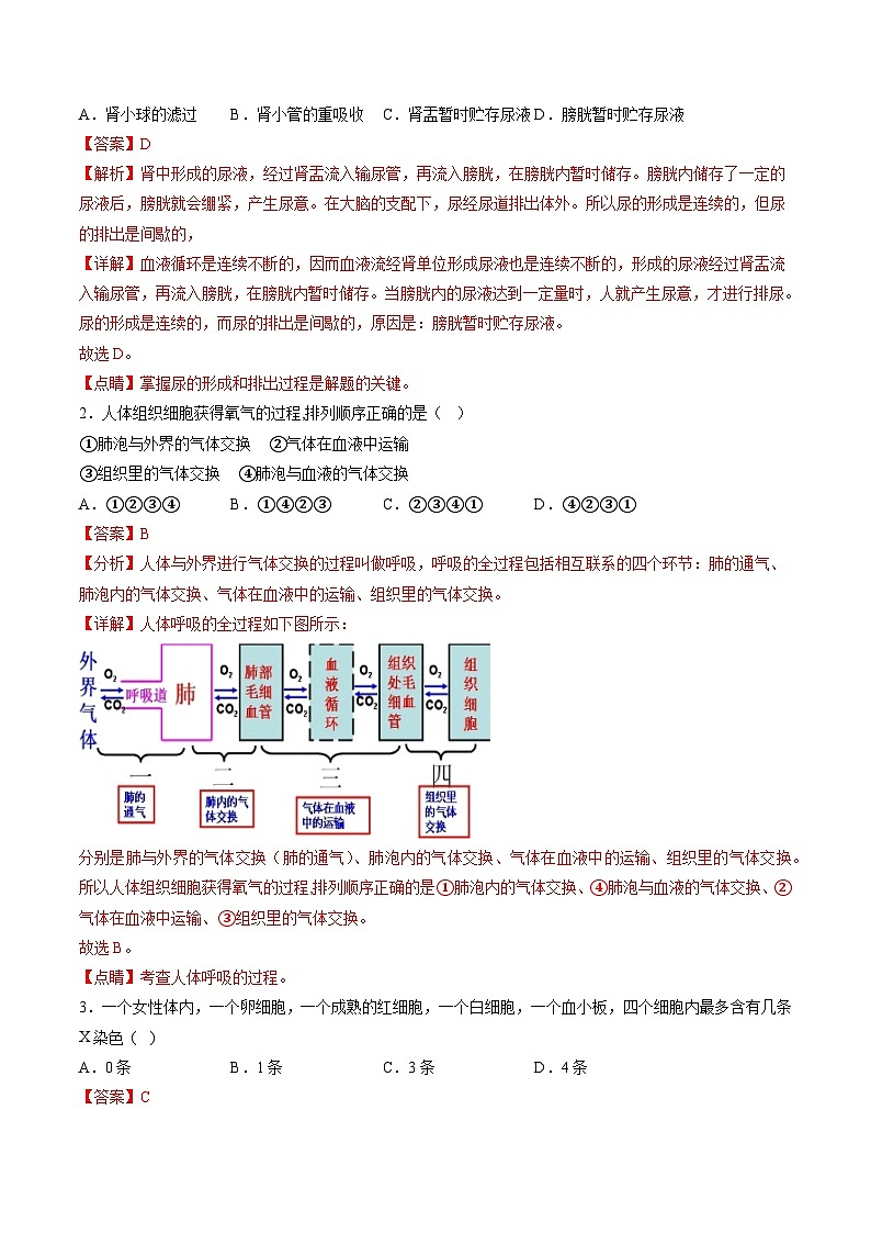 必刷卷01 （徐州）2023年中考生物考前信息必刷卷（江苏专用）02