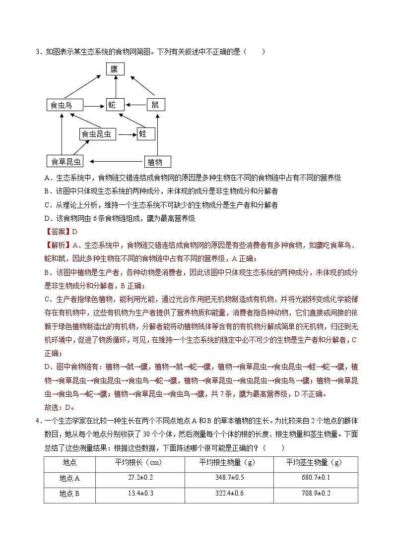 压轴题01 初中生物和初中生物圈——2023年会考初中生物压轴题特训学案03