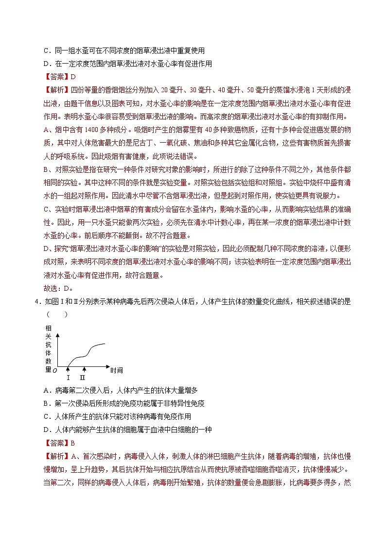压轴题08 健康地生活——2023年会考生物压轴题特训（解析版）第3页
