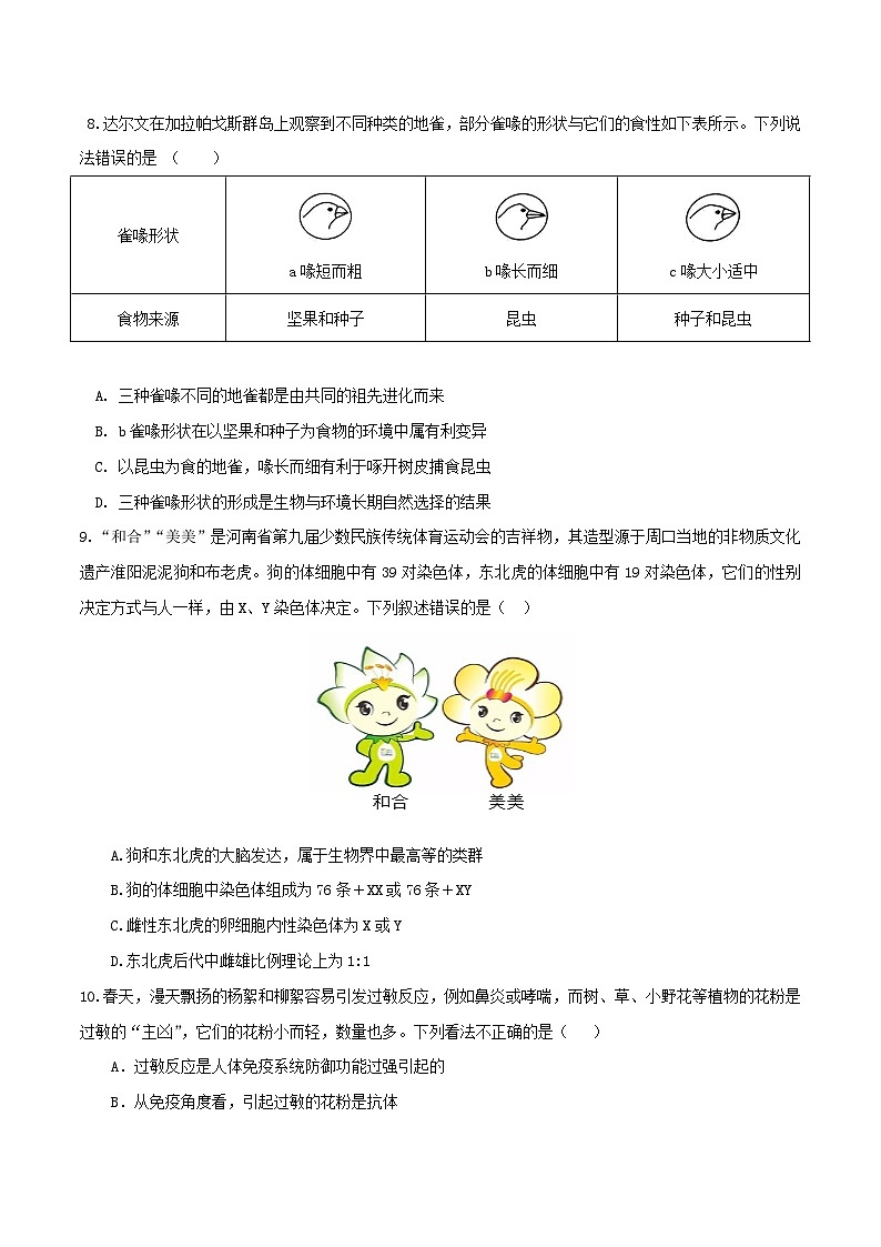 2023年会考初中生物考前押题卷（内蒙古包头卷）（考试版+答题卡+全解全析+参考答案）03