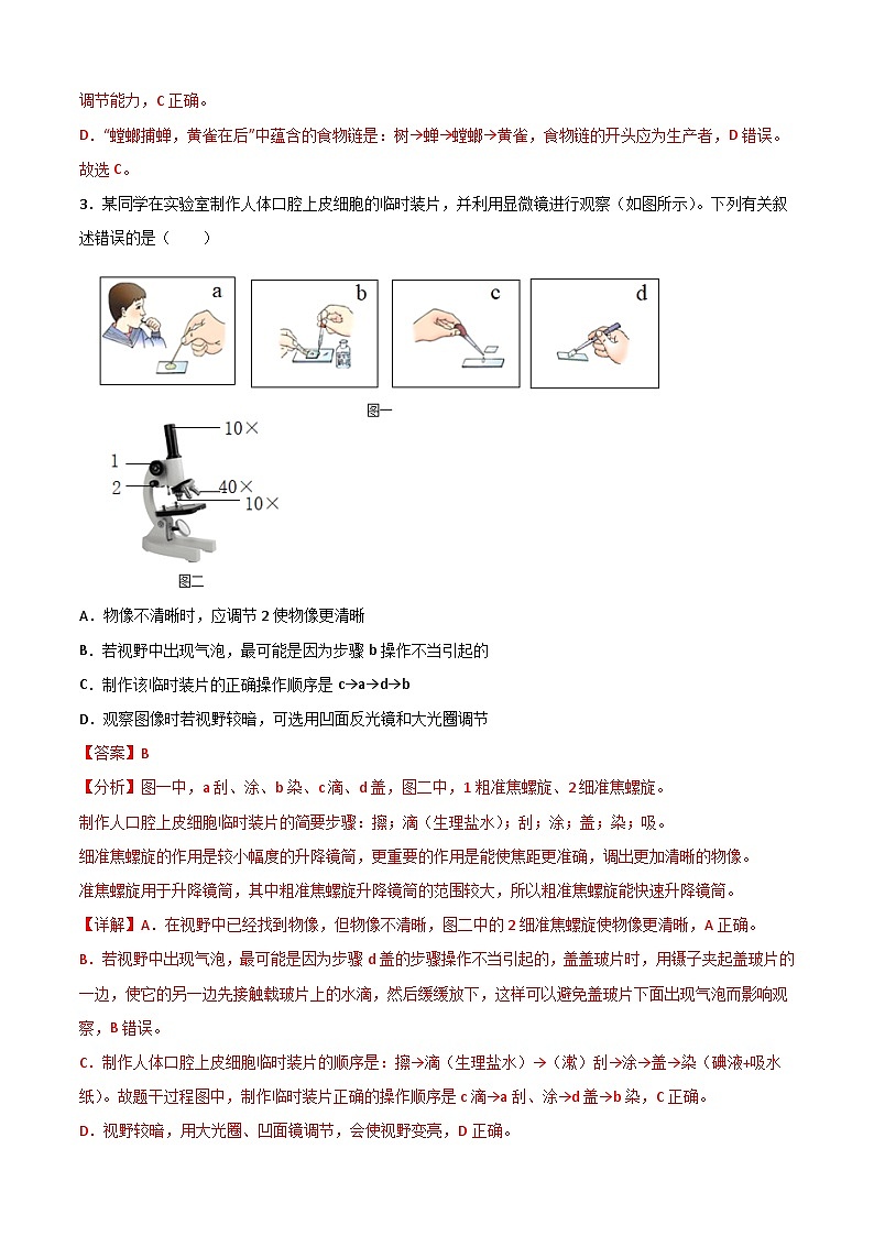 2023年会考初中生物考前押题卷（江苏南通卷）（考试版+答题卡+全解全析+参考答案）02
