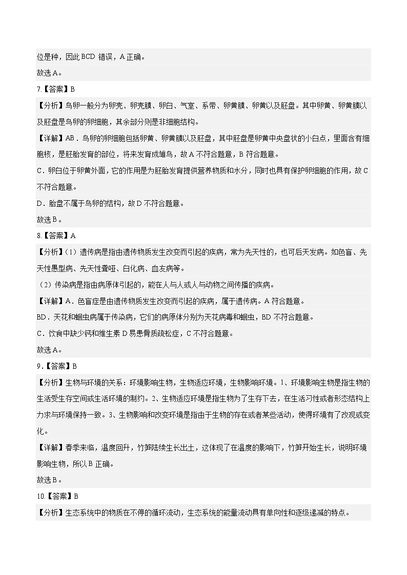 2023年会考初中生物考前押题卷（福建卷）（考试版+答题卡+全解全析+参考答案）03