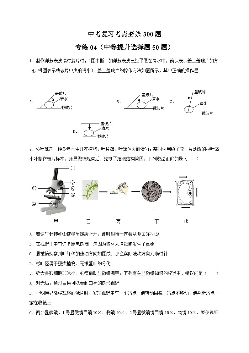 专练04（中等提升选择题50题）（原卷版）第1页