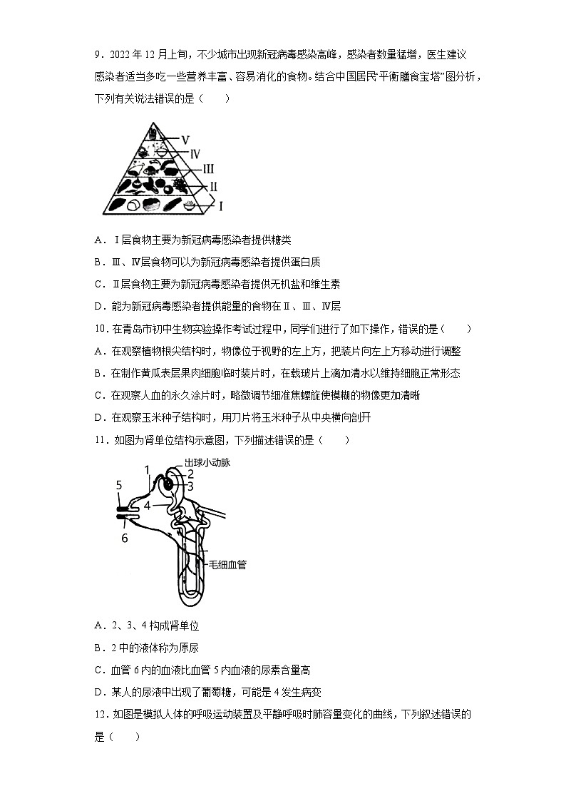 2023年山东省青岛莱西市中考二模生物试题（含答案）03